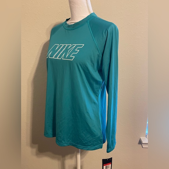 NWT, Nike Swim Tee, Women, Large, Aqua color. - Picture 3 of 5